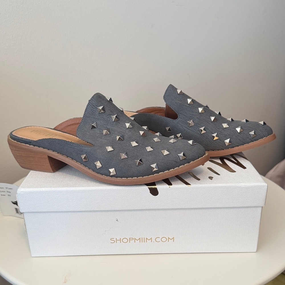 MIIM Studded Gray Mules